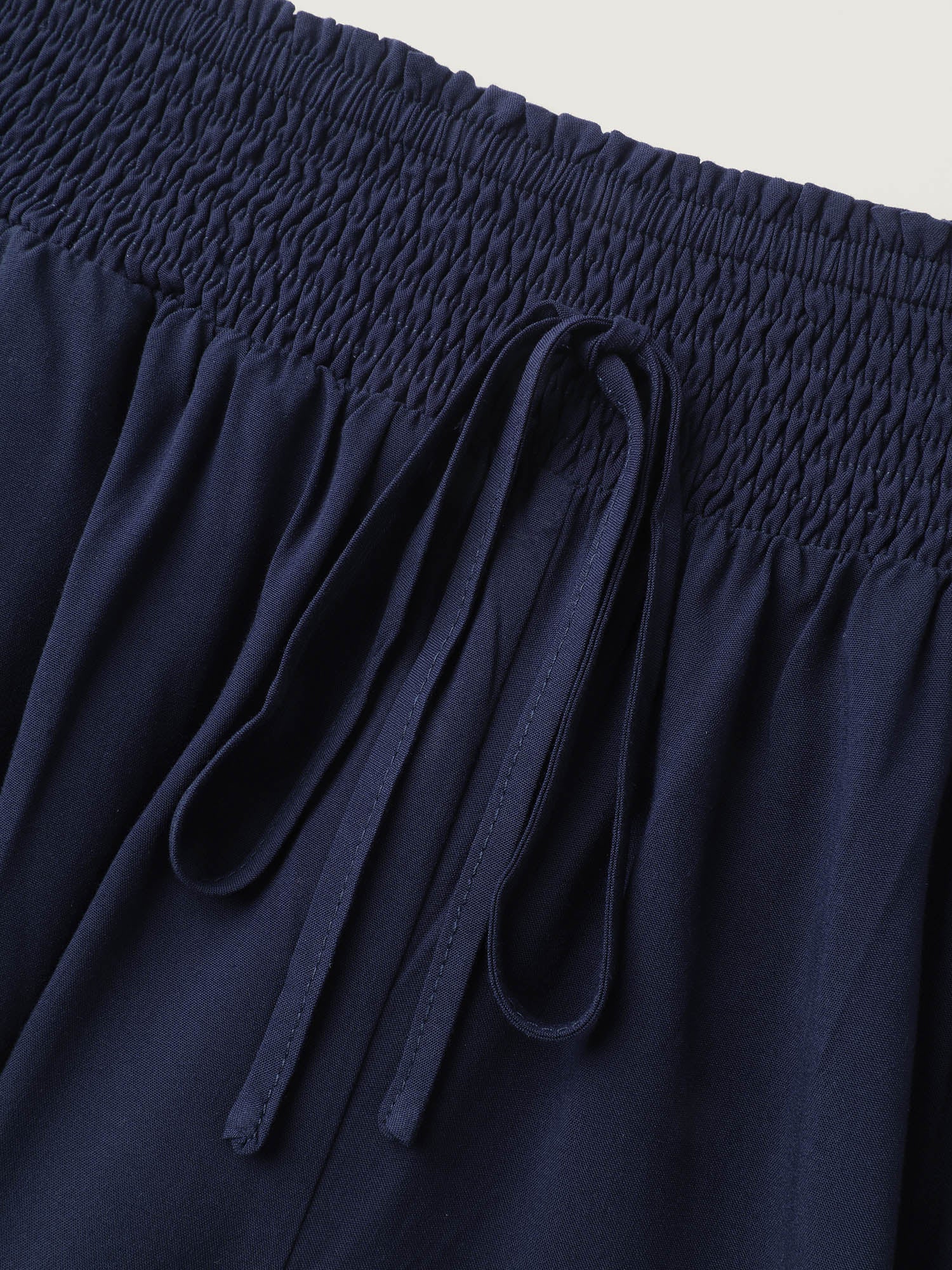 Shirred Waist Curvy Hem Wide-Leg Pants