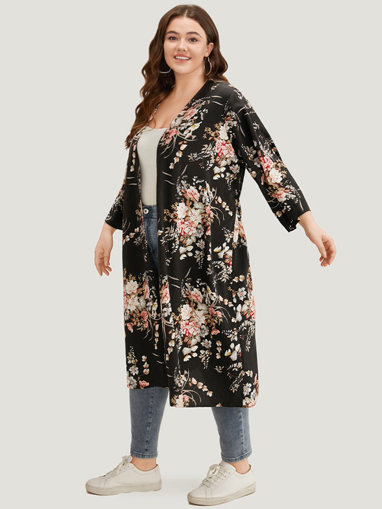 Boho Print Belted Open Front Kimono