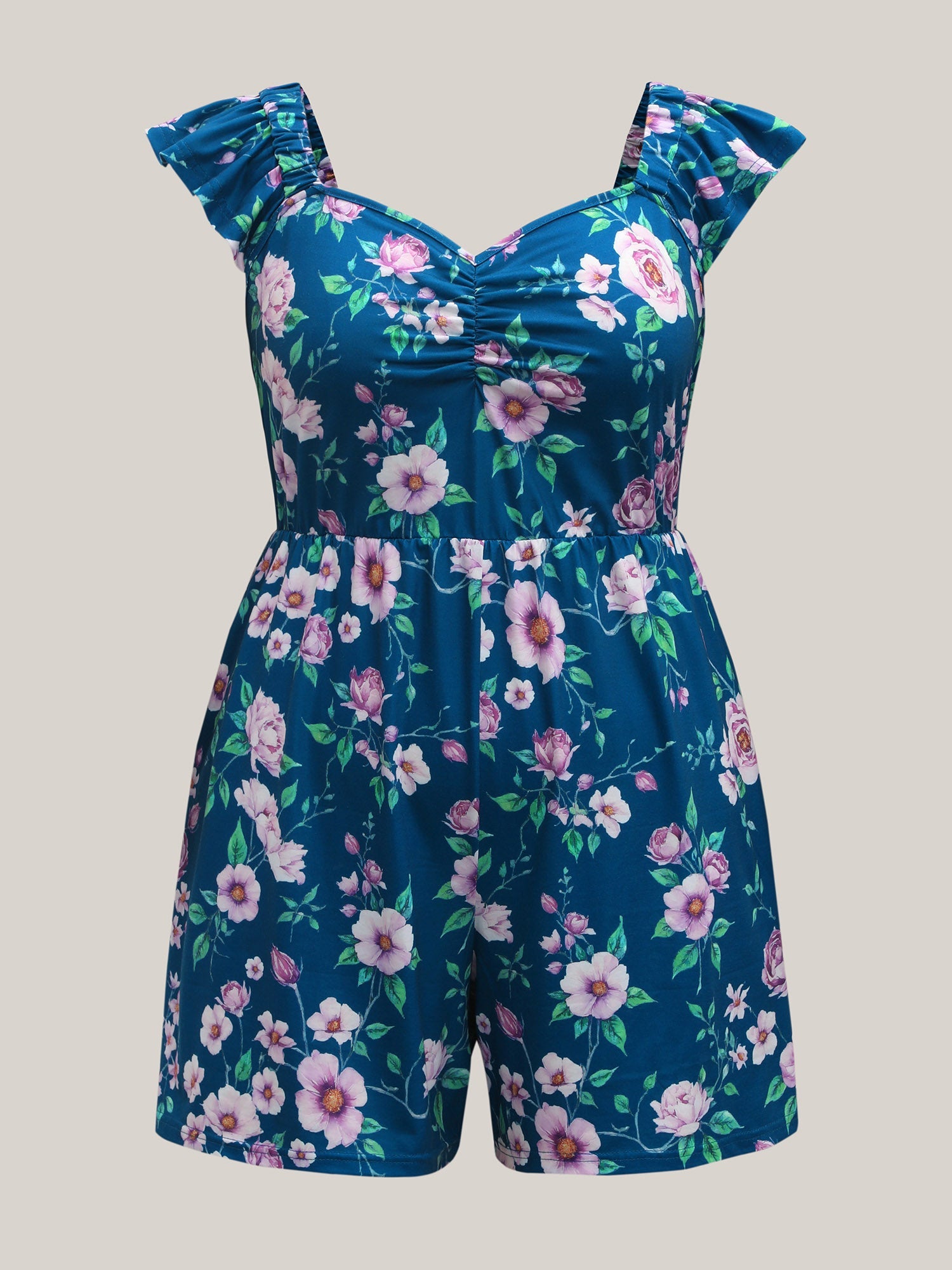 Flirty Floral Print Cinched-Waist Romper