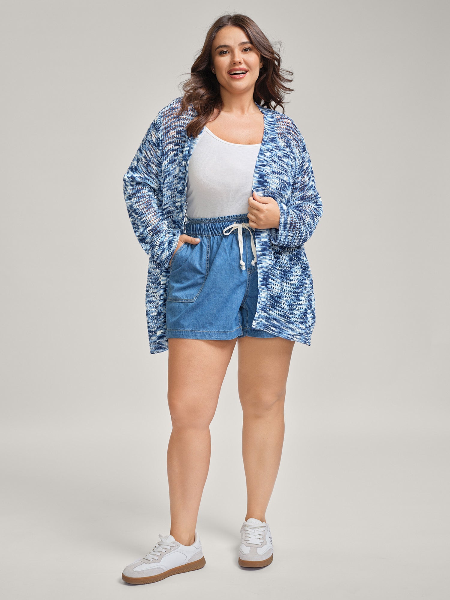 Abstract Textured Cut-Out Knit Cardigan