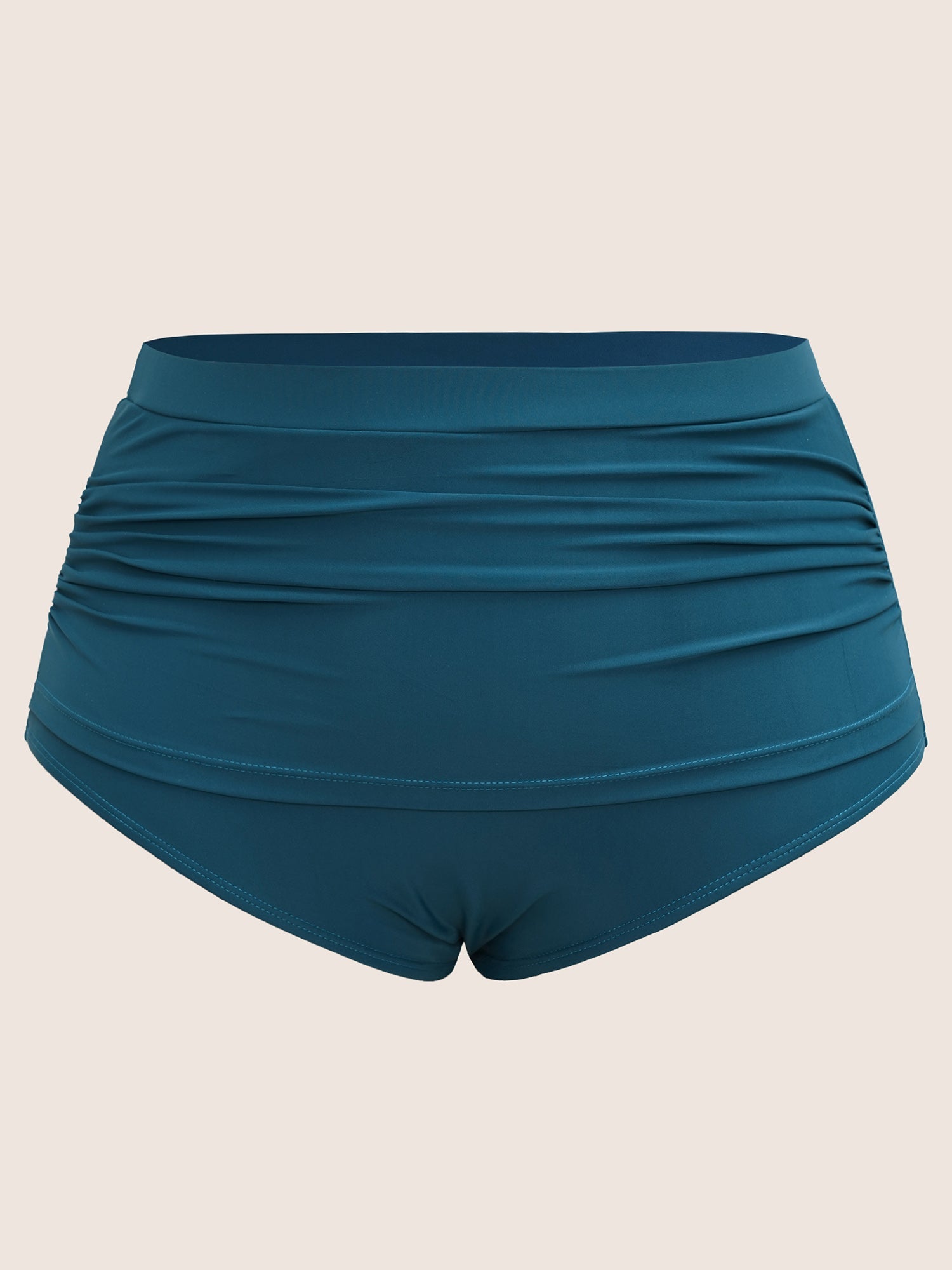 Solid Ruched High Rise Swim Bottom