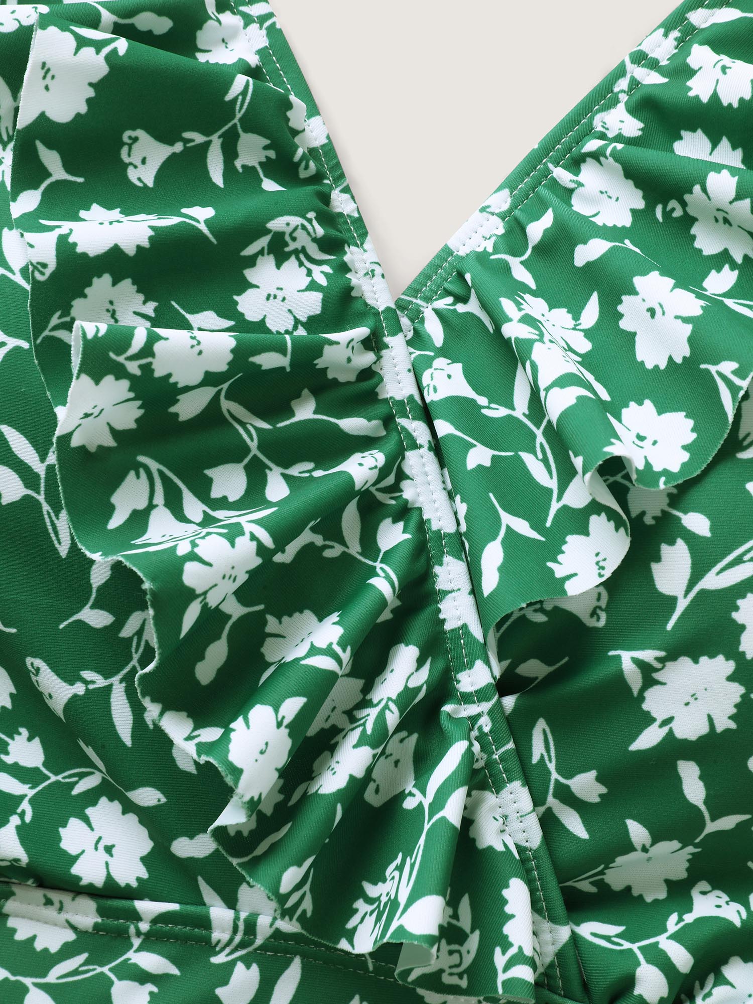 Ruffled Ditsy Floral Print Swim Top