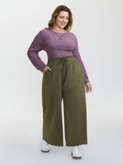 Shirred Waist-Tie Wide-Leg Pants