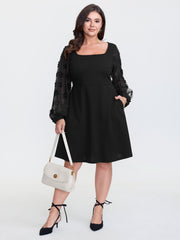 Sheer Sleeve 3D Floral Mesh Midi Dress