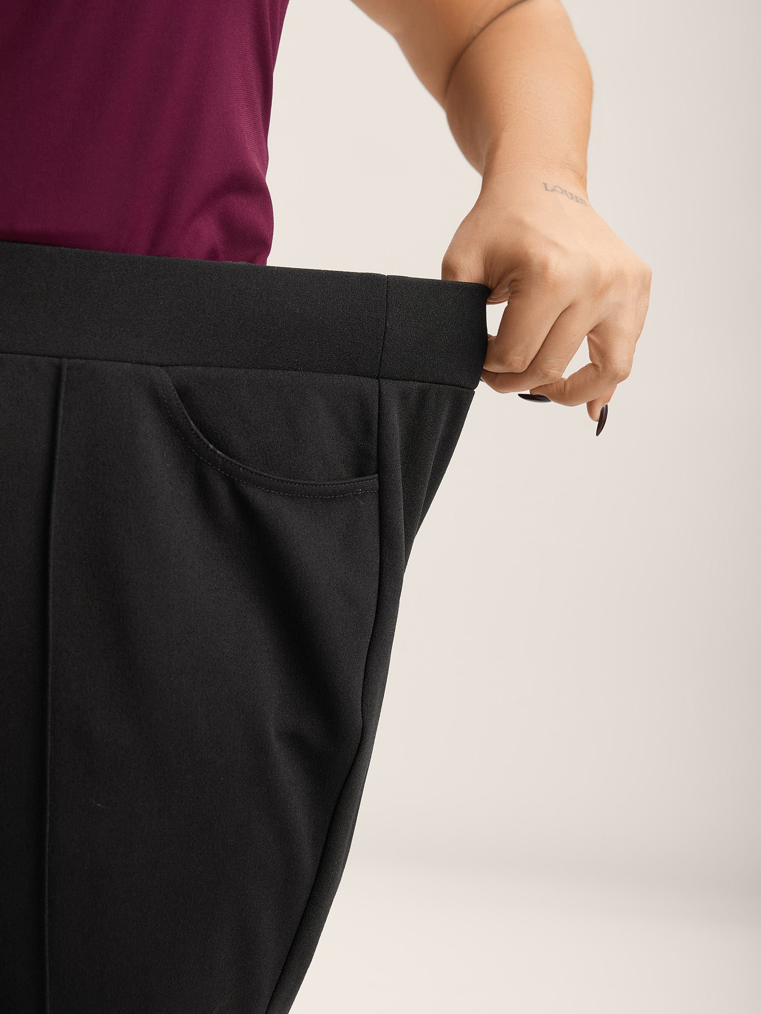 Seamed Bootcut Mid-Rise Pants