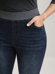 Stretchy Whiskered Waist Skinny Knit Jeans