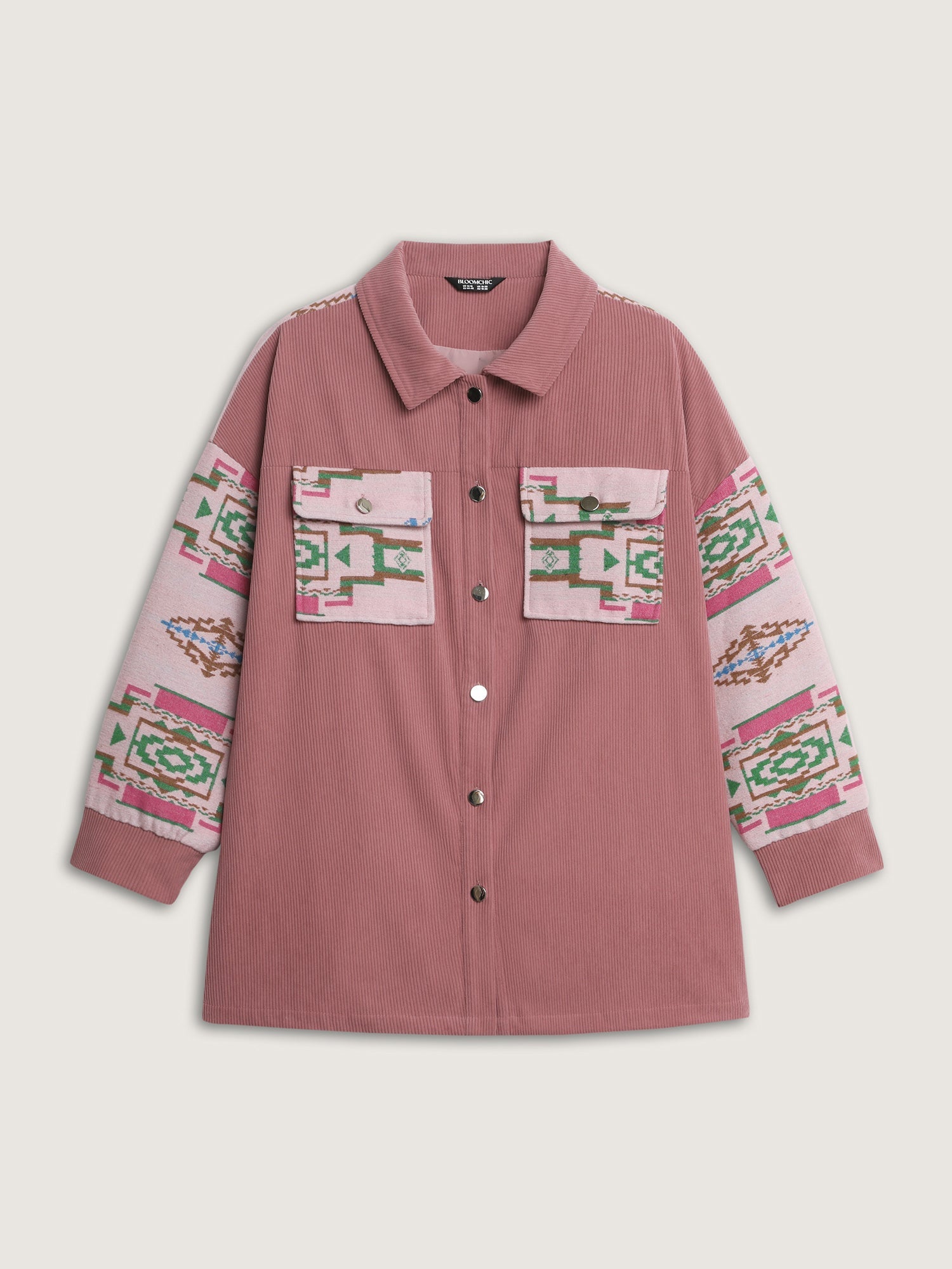 Abstract Print Color Contrast Button-Down Shirt