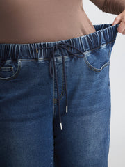 Stretchy Waistband Straight-Leg Jeans