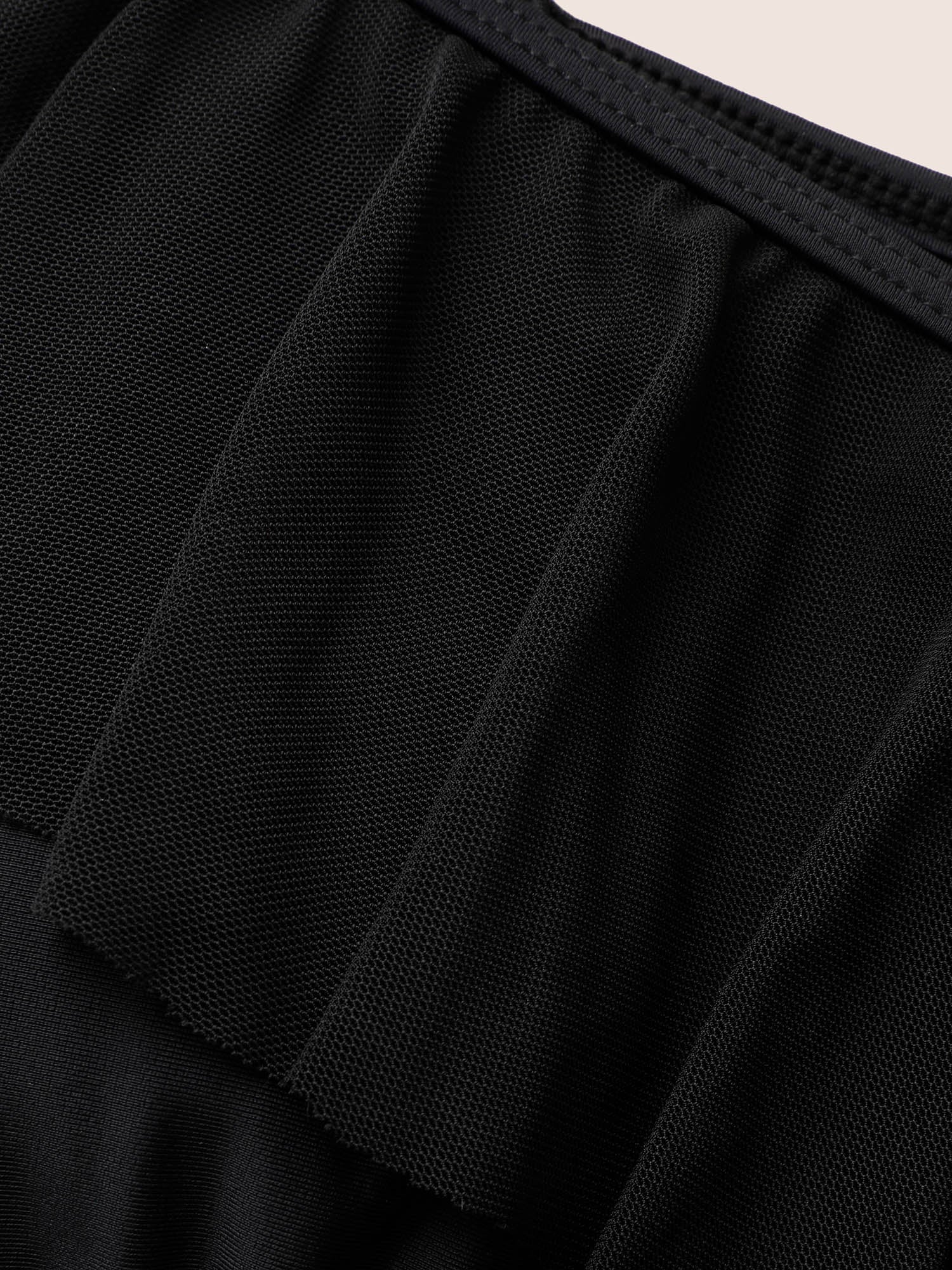 Solid Ruffle Trim Patchwork Mesh Swim Dress