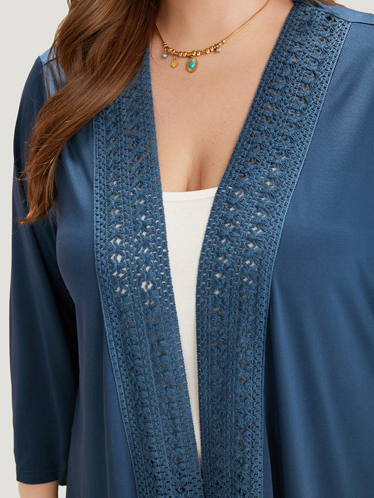 Supersoft Essentials Plain Lace Patchwork Open Front Kimono