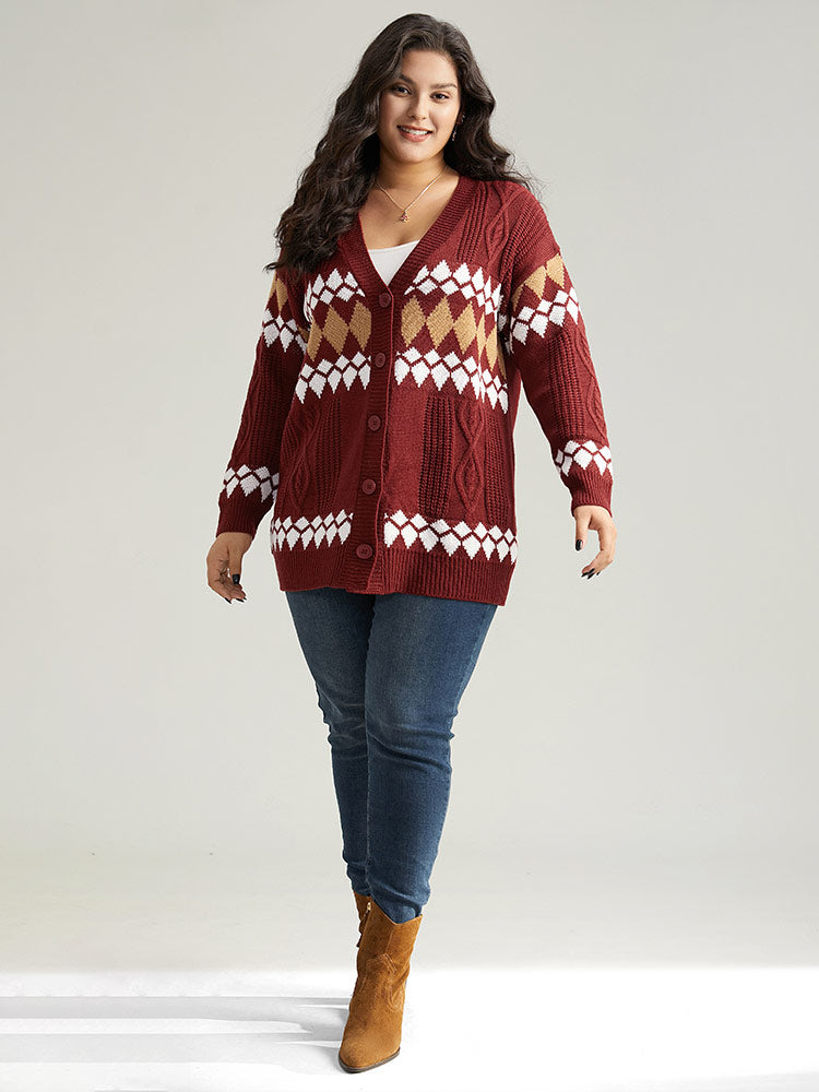 Bandana Print Plisse Button Through Cardigan