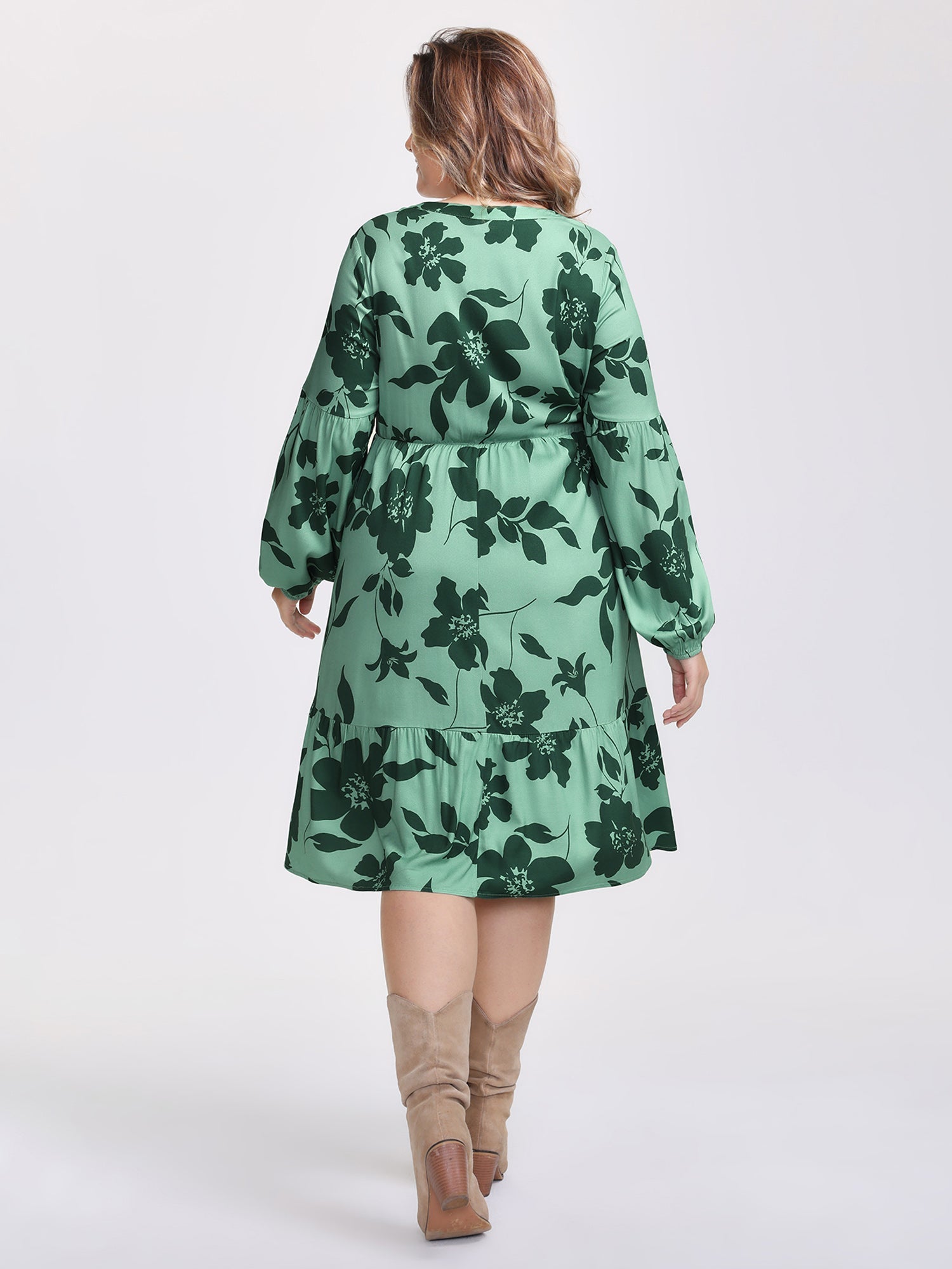 Floral Print Neck-Tie Tiered Midi Dress