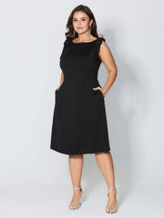 Shoulder Tie Sculpting Bodice Midi Dress