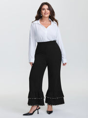 Ruffled Beadwork Layered Pants