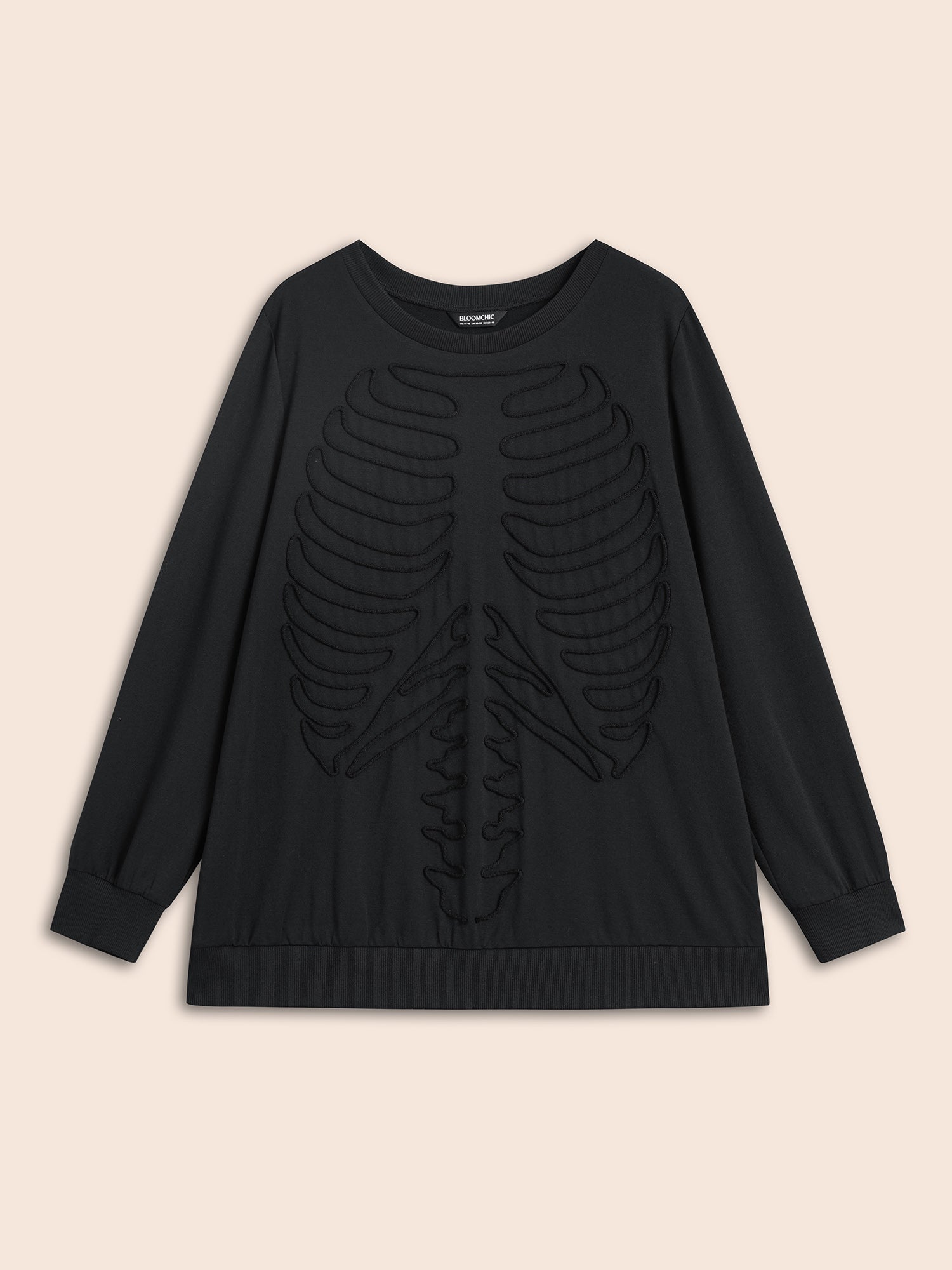 Skeleton Embroidered Crew Neck Sweatshirt