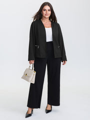 Textured Lined Zipper Pocket Blazer