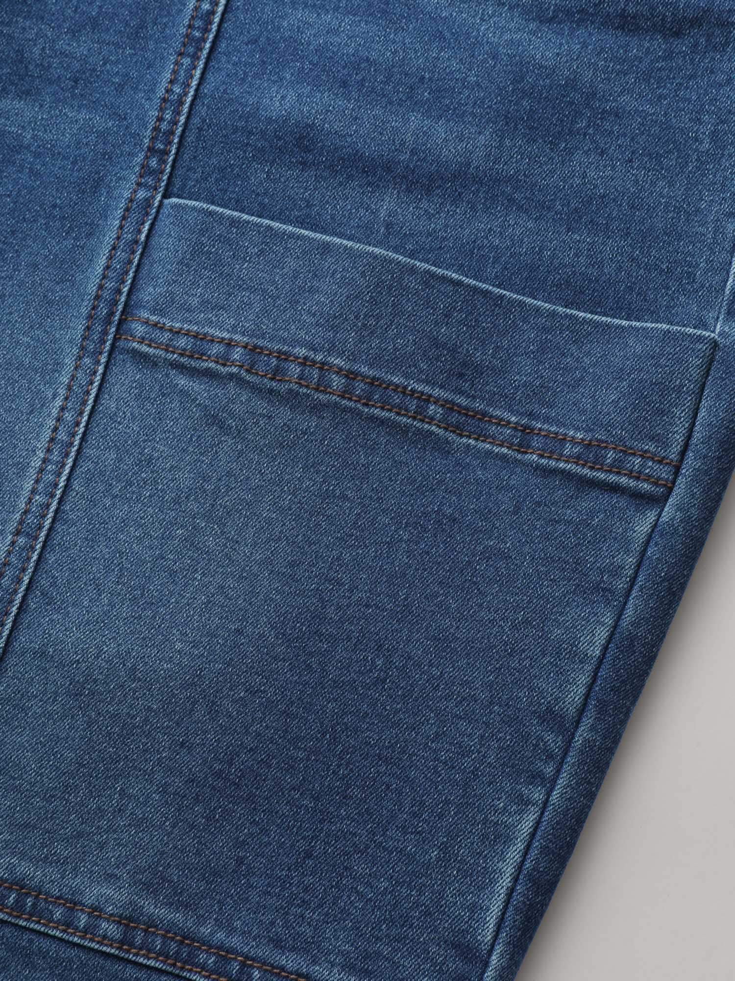 Stretchy Waist Drawstring Straight-Leg Jeans