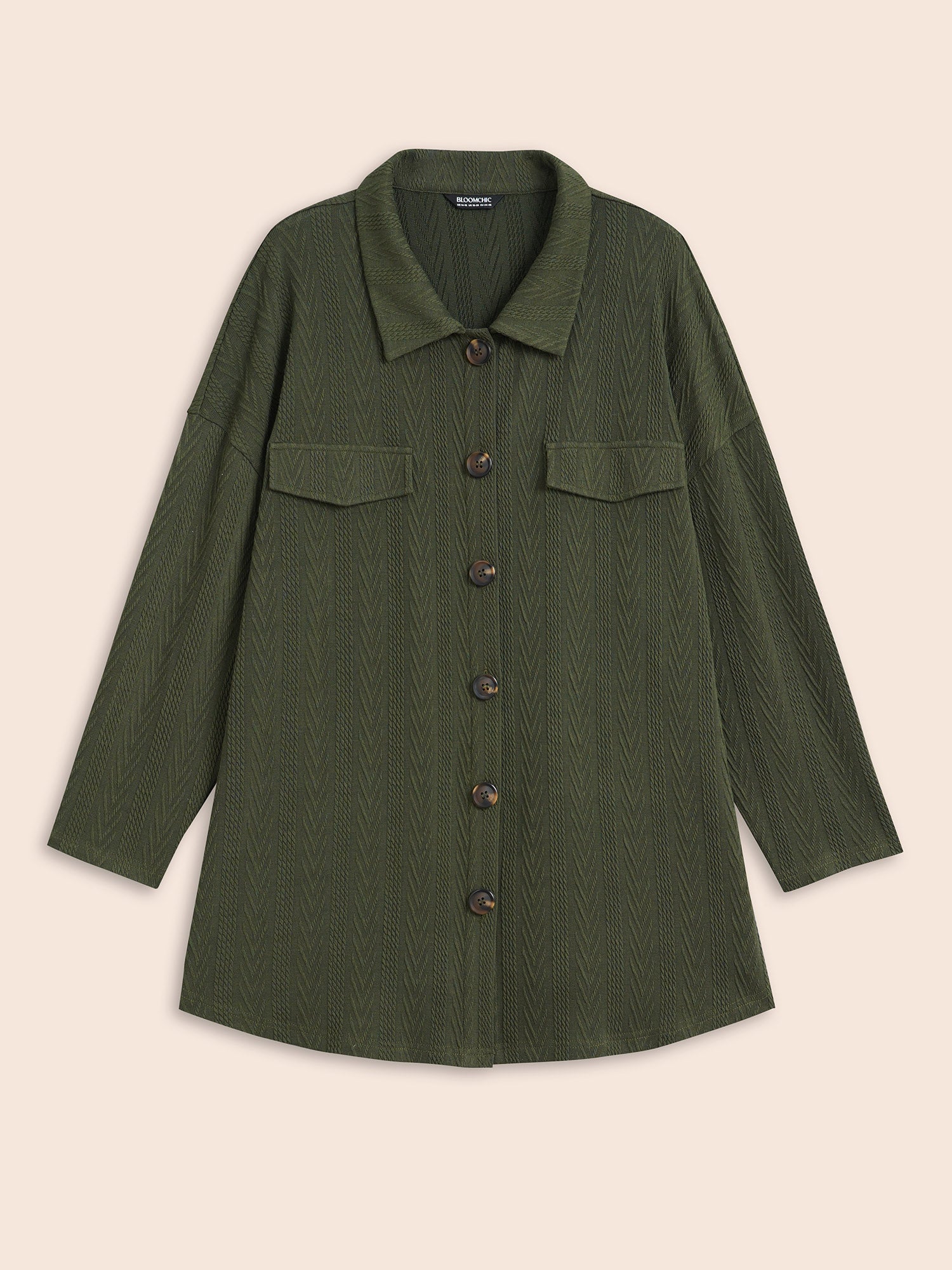 Textured Flap Detail Arc Hem Jacket