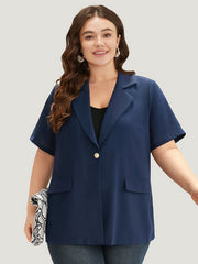 Plain Button Through Flap Pocket Suit Collar Blazer