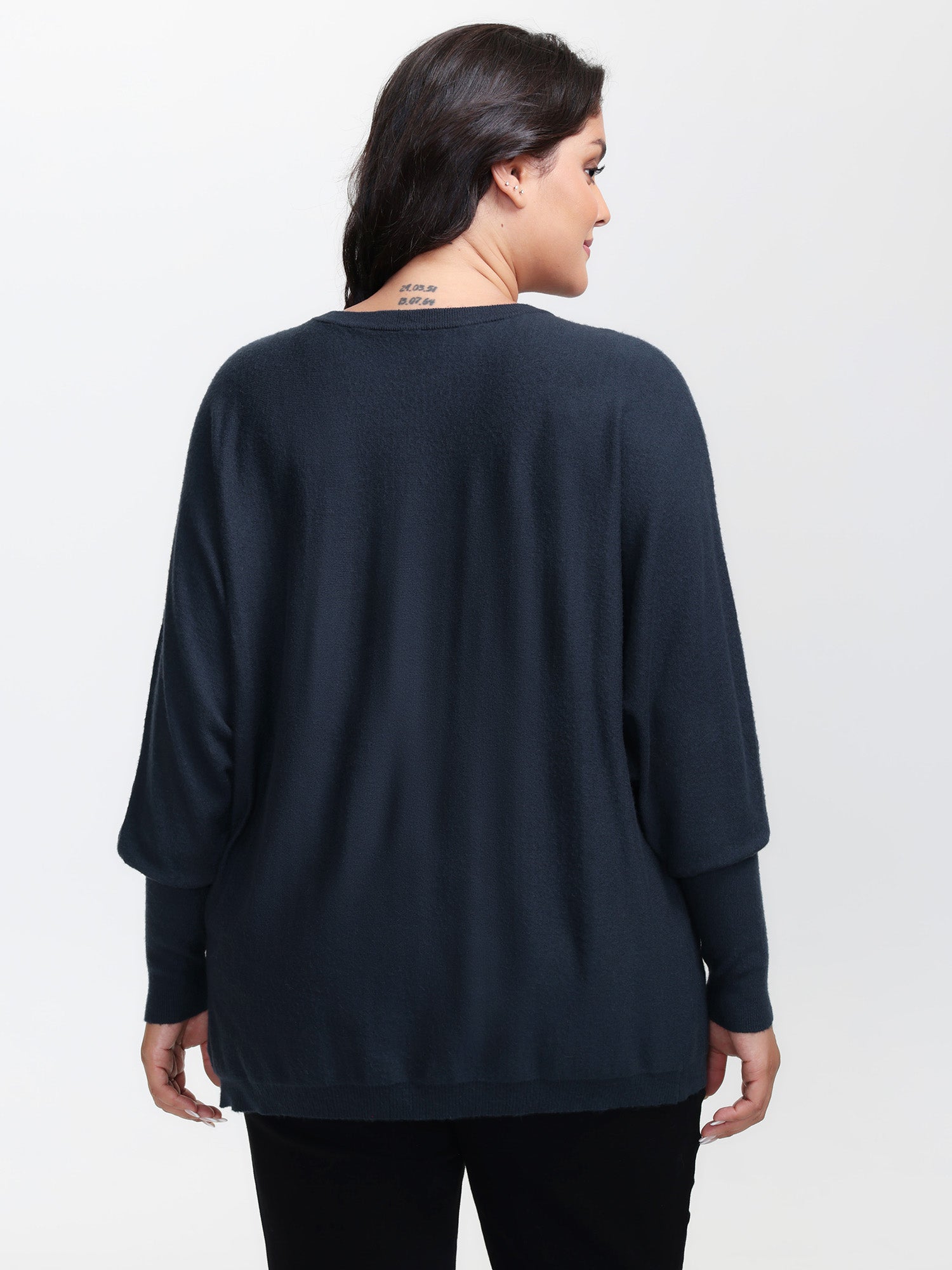 Floral Neckline Dolman Sleeve Pullover