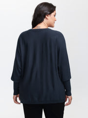 Floral Neckline Dolman Sleeve Pullover