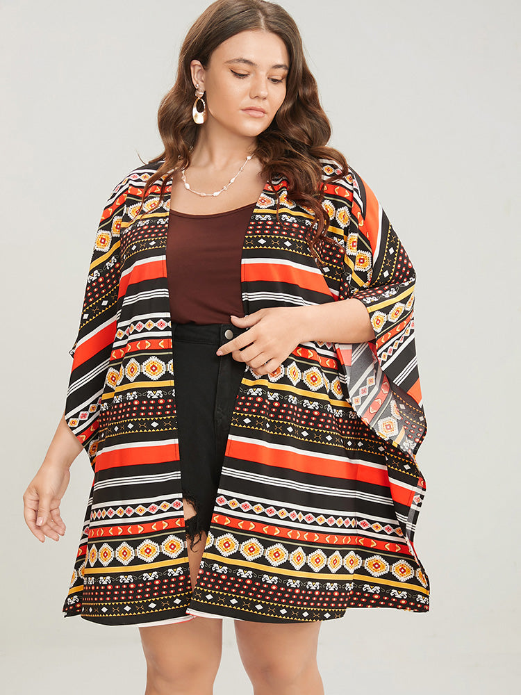 Bandana Dolman Sleeve Open Front Cover Up