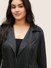 Texture Patchwork Rib Knit Zipper Jacket