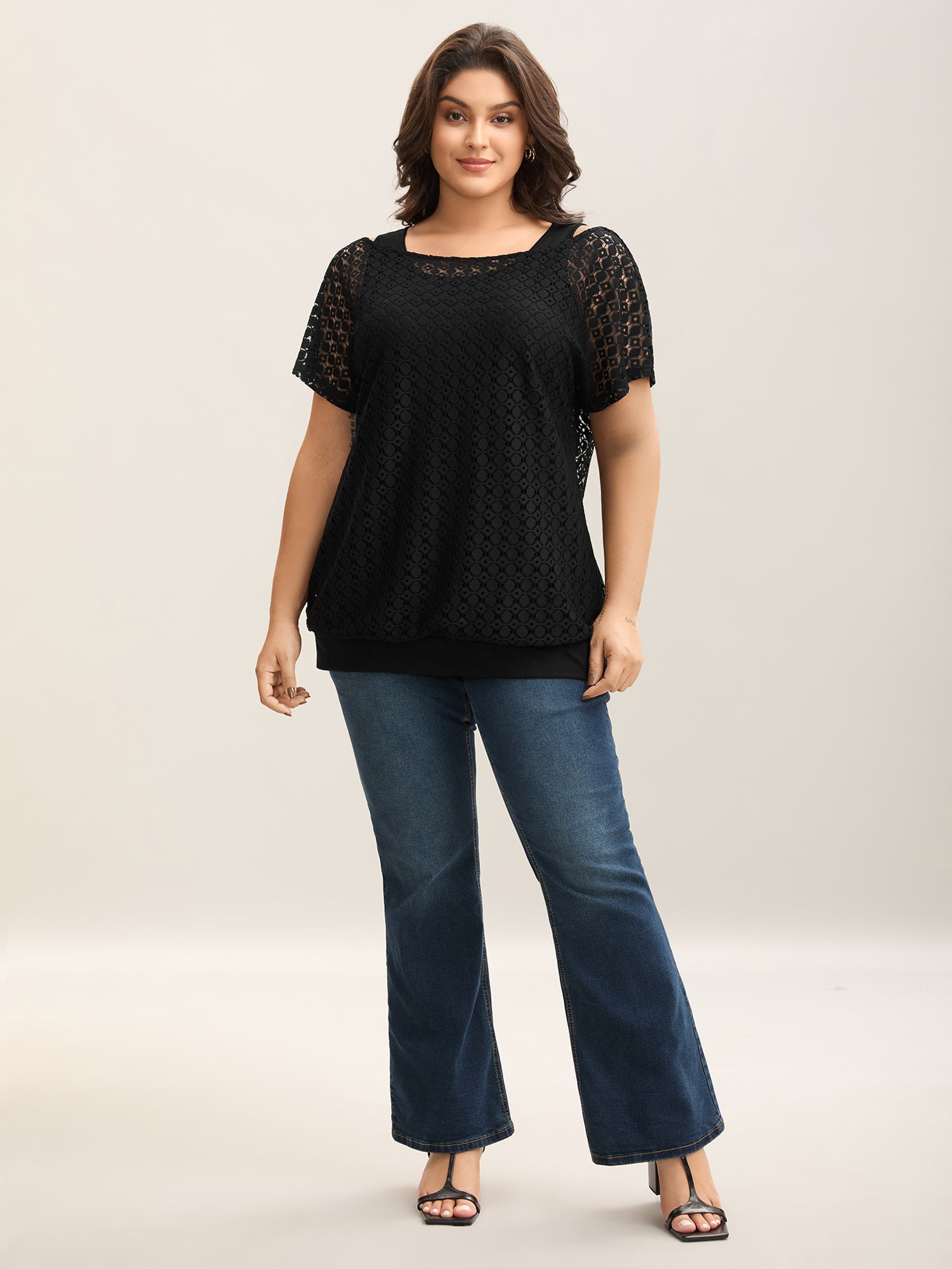 2-in-1 Cut-Out Plain Knit Top