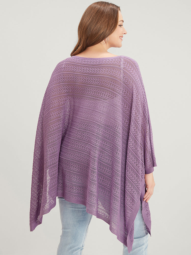 Plain Asymmetrical Hem Dolman Sleeve Knit Top