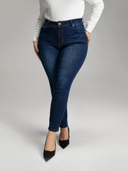 Skinny Dark Wash Zipper Fly Jeans