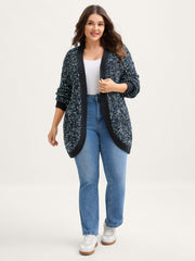 Abstract Textured Cuvy Hem Knit Cardigan