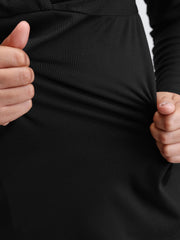 Stretchy Knotted Neckline Cozy Knit Top