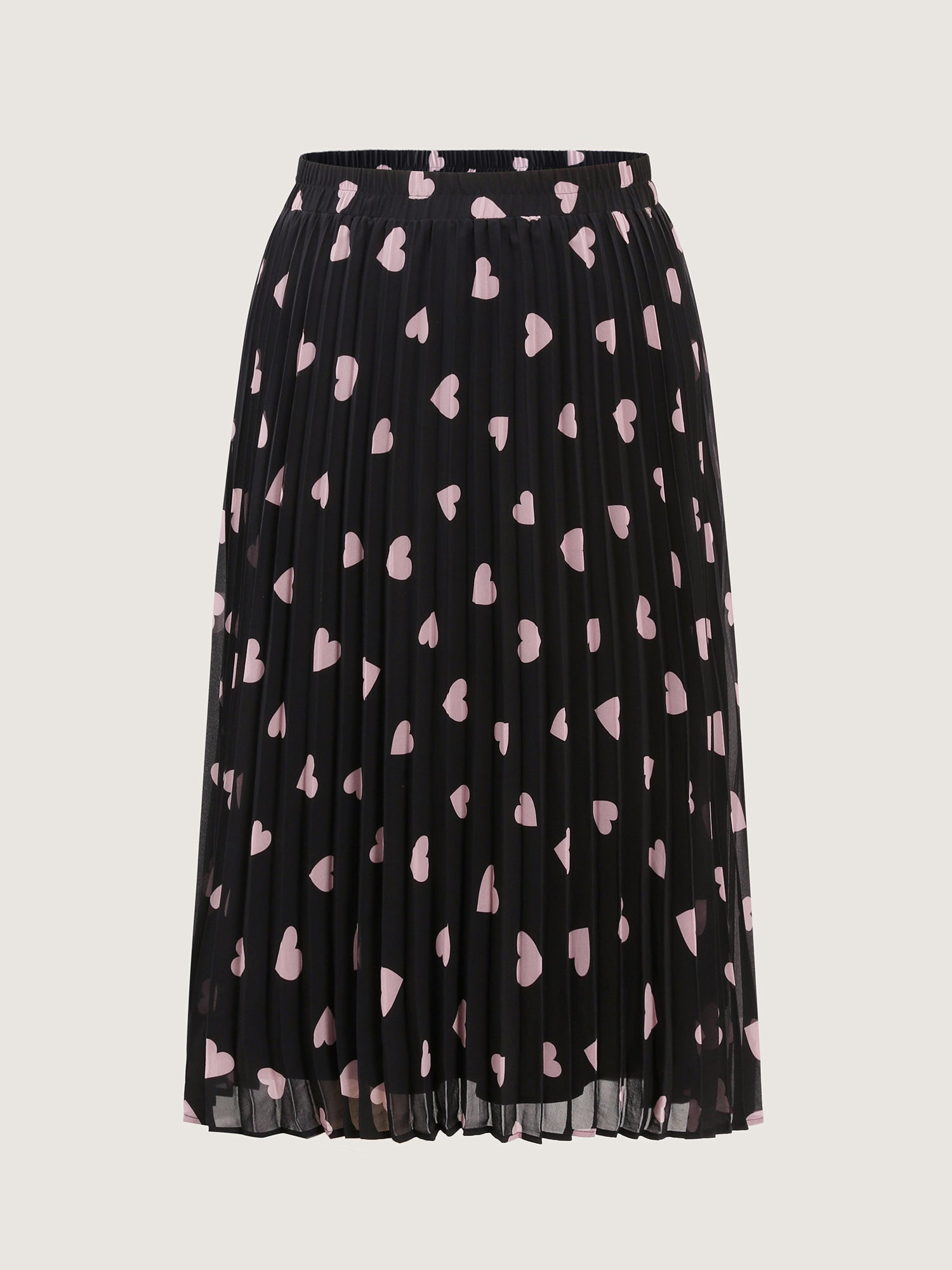 Heart Mesh Pleated Maxi Skirt