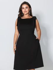 Shoulder Tie Sculpting Bodice Midi Dress