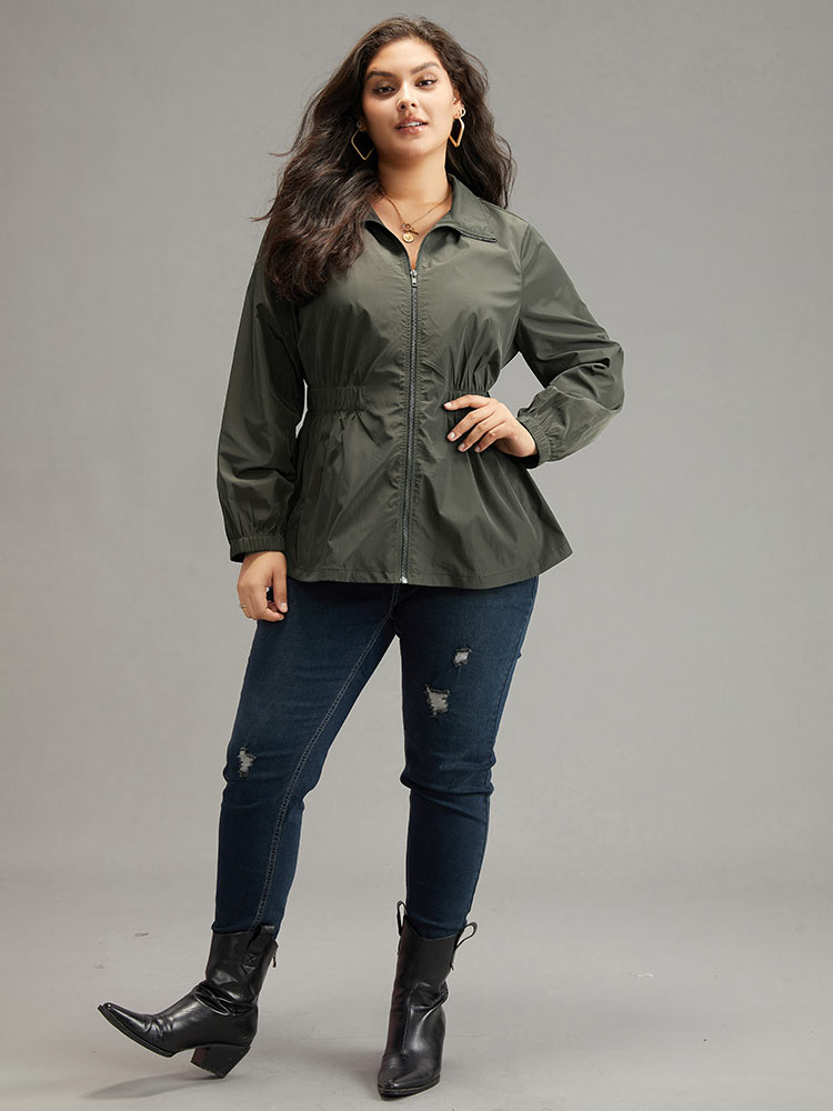 Wind-Resistant Waistline Inside Zipper Fly Windbreaker