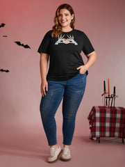 Skeleton Heart Embroidered Cut-Out T-Shirt