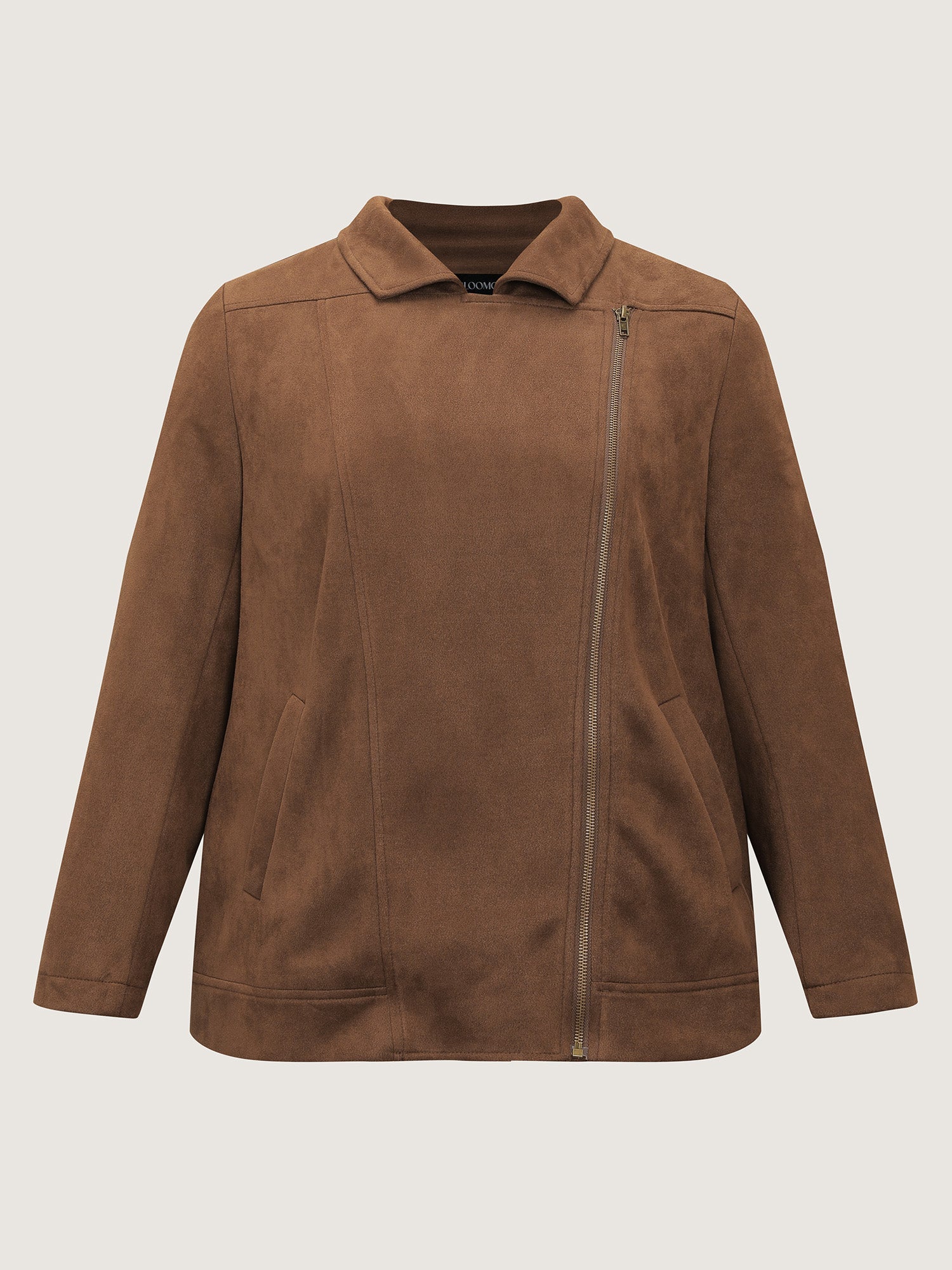 Zipper Detail Lapel Collar Jacket