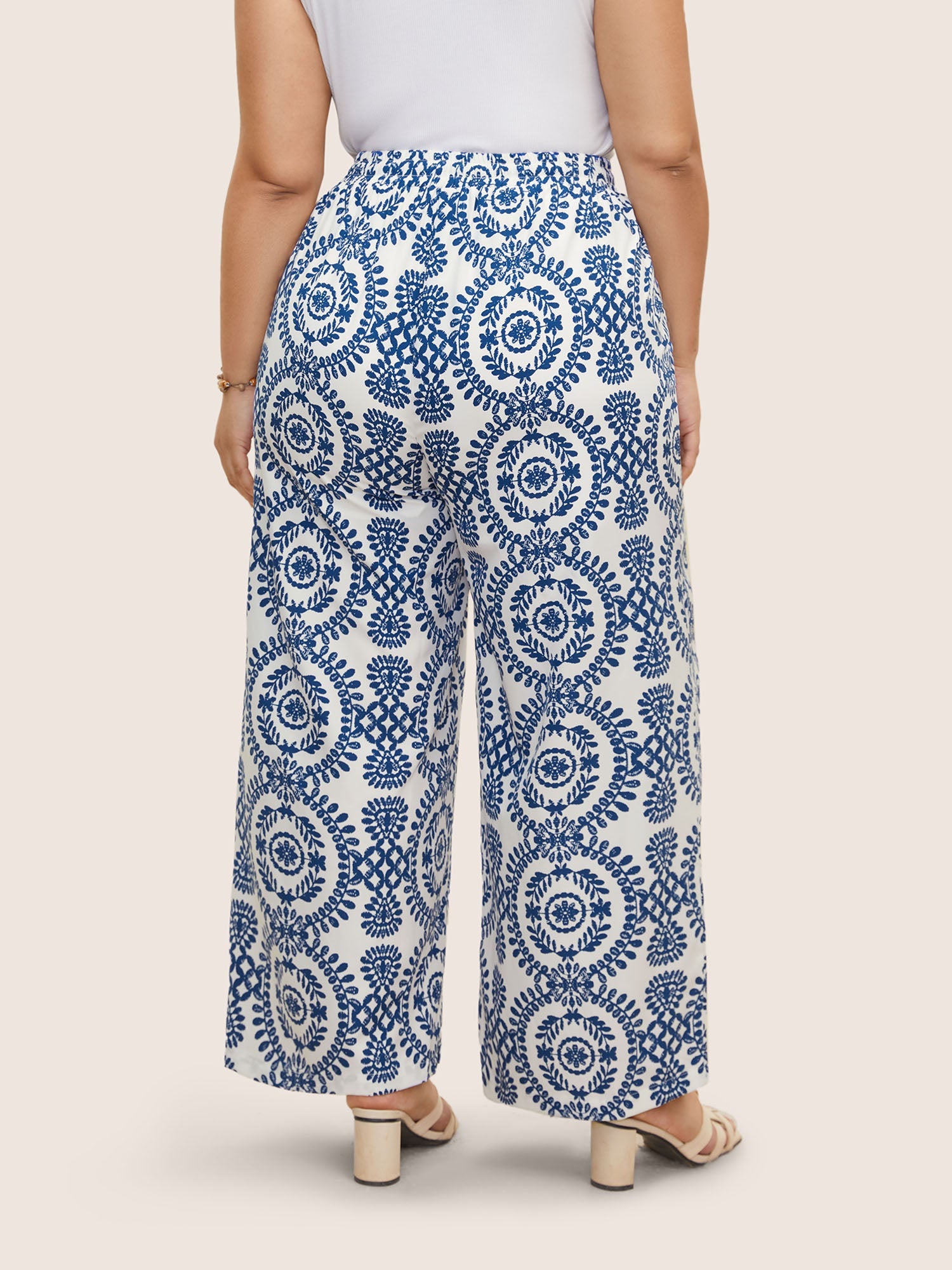 Bandana Print Drawstring Wide Leg Pants