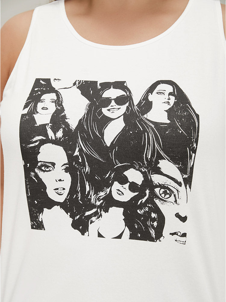 Figure Print Sleeveless Tank Top