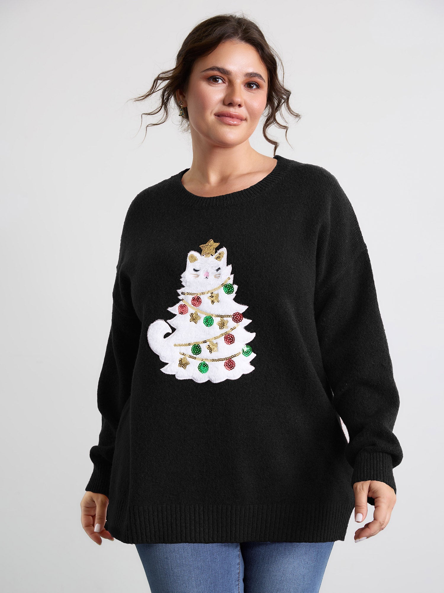 Festive Cat Tree Colorful Pullover