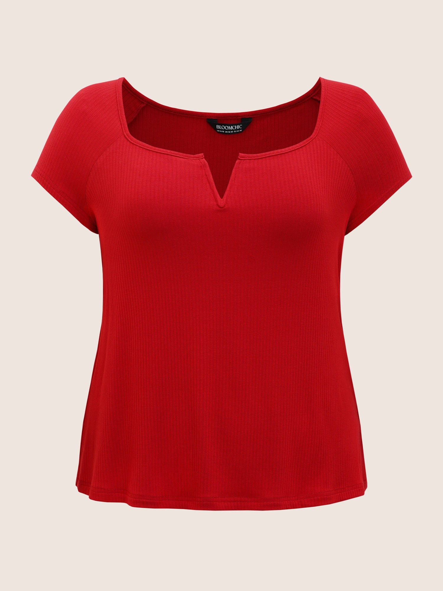 Solid Notched Collar Pit Strip T-shirt