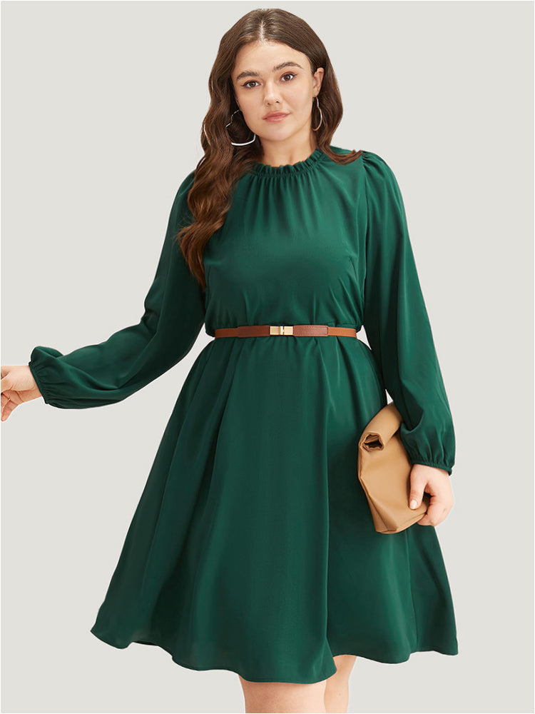 Anti-Wrinkle Frill Trim Elastic Cuffs Dress