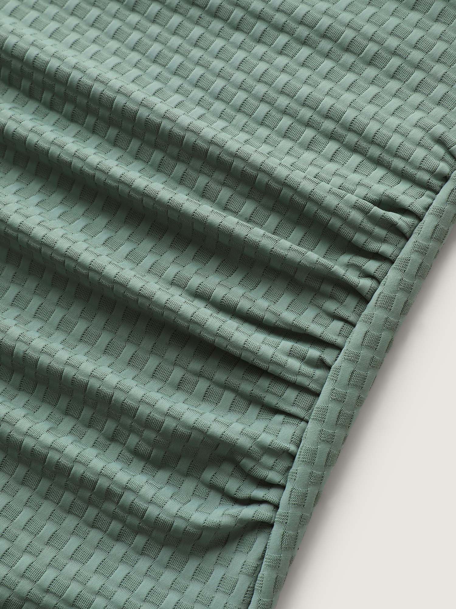 Textured Ruffled Solid One-Piece Swimsuit