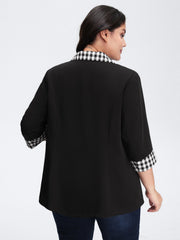 Checkered Contrast Button Blazer