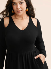 Solid Pit Strip Cut Out Dress