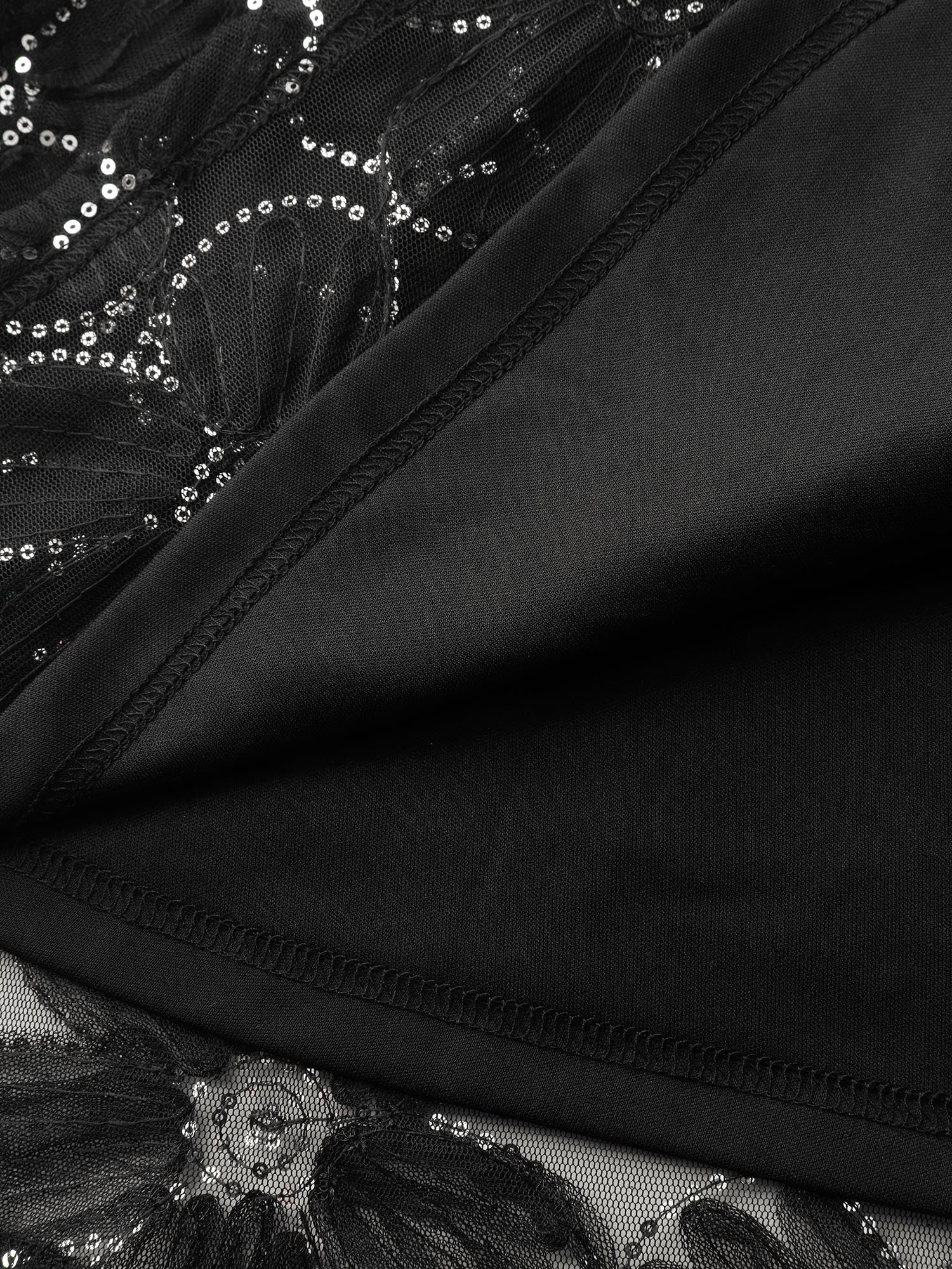 Sequin Embroidery Ruffled Sleeve Midi Dress