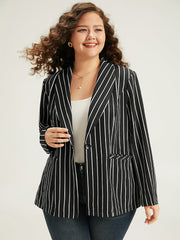 Striped Suit Collar Button Up Blazer