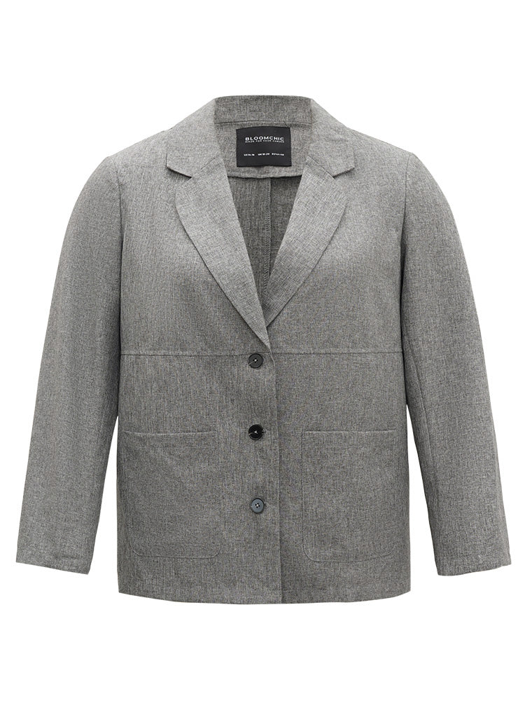 Solid Suit Collar Patched Pocket Blazer