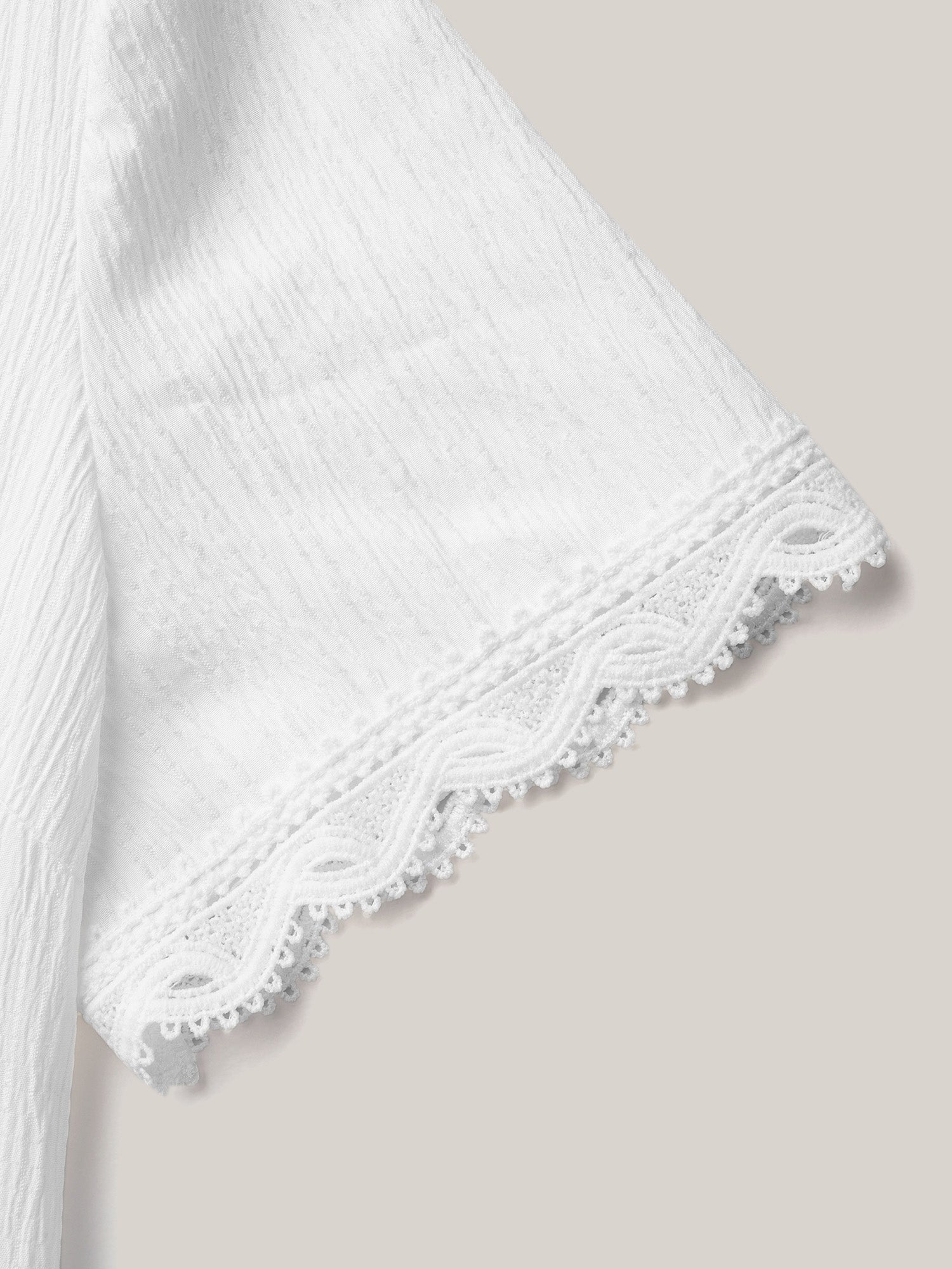 Scalloped Lace Textured Sheer Flared Shirt