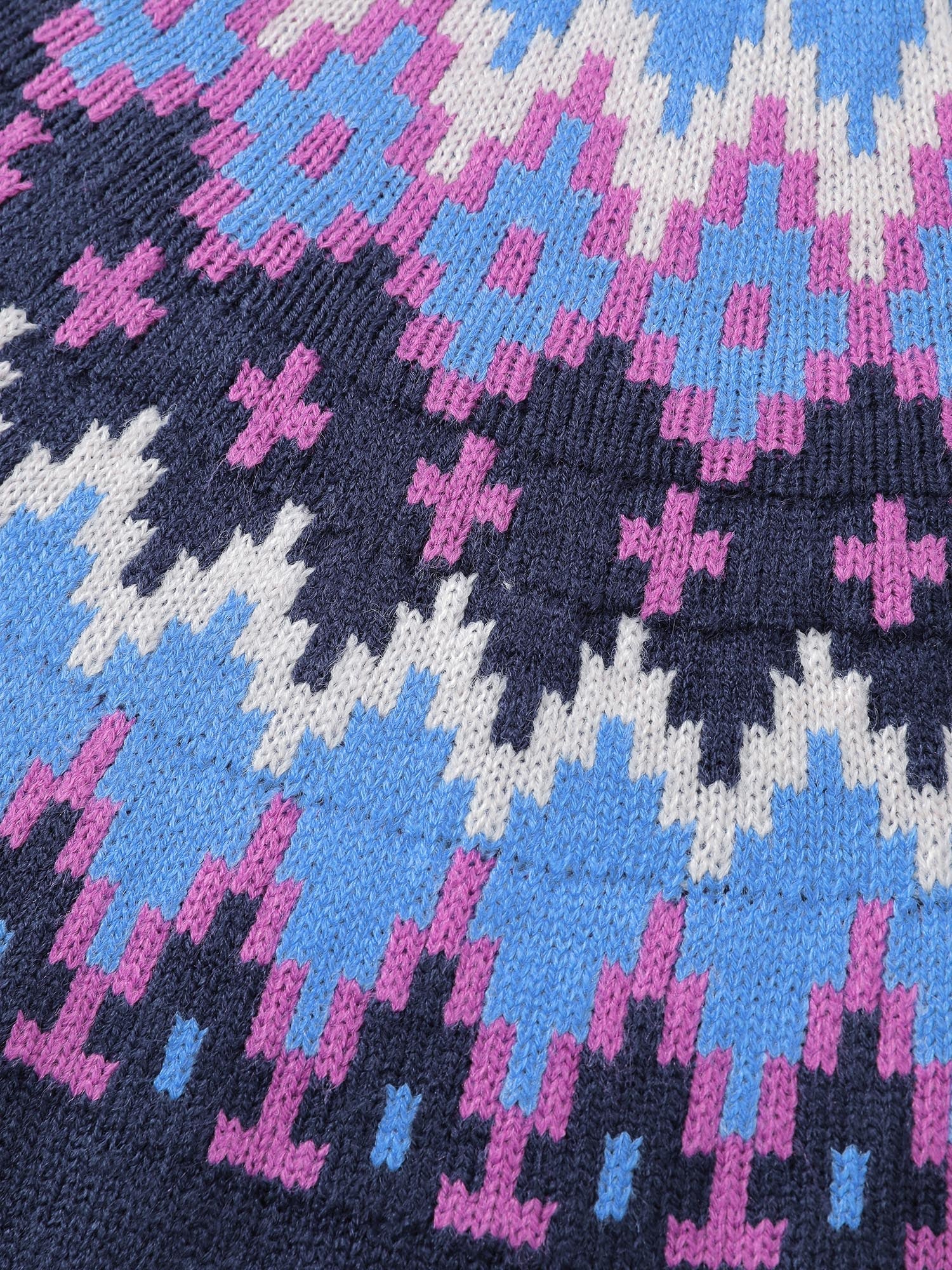 Fair-Isle Pattern Round Neck Sweater Dress